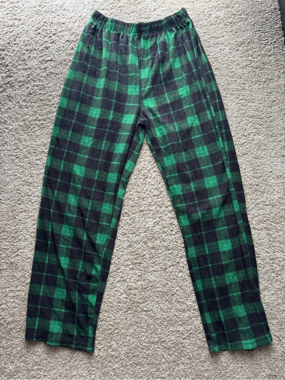 Mission Ridge Men’s Large Green Black Buffalo Plaid Fleece Pajama Pants